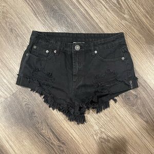 Black jean shorts
